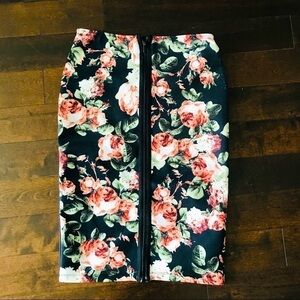 H&m Bodycon Floral Patterned Pencil Skirt